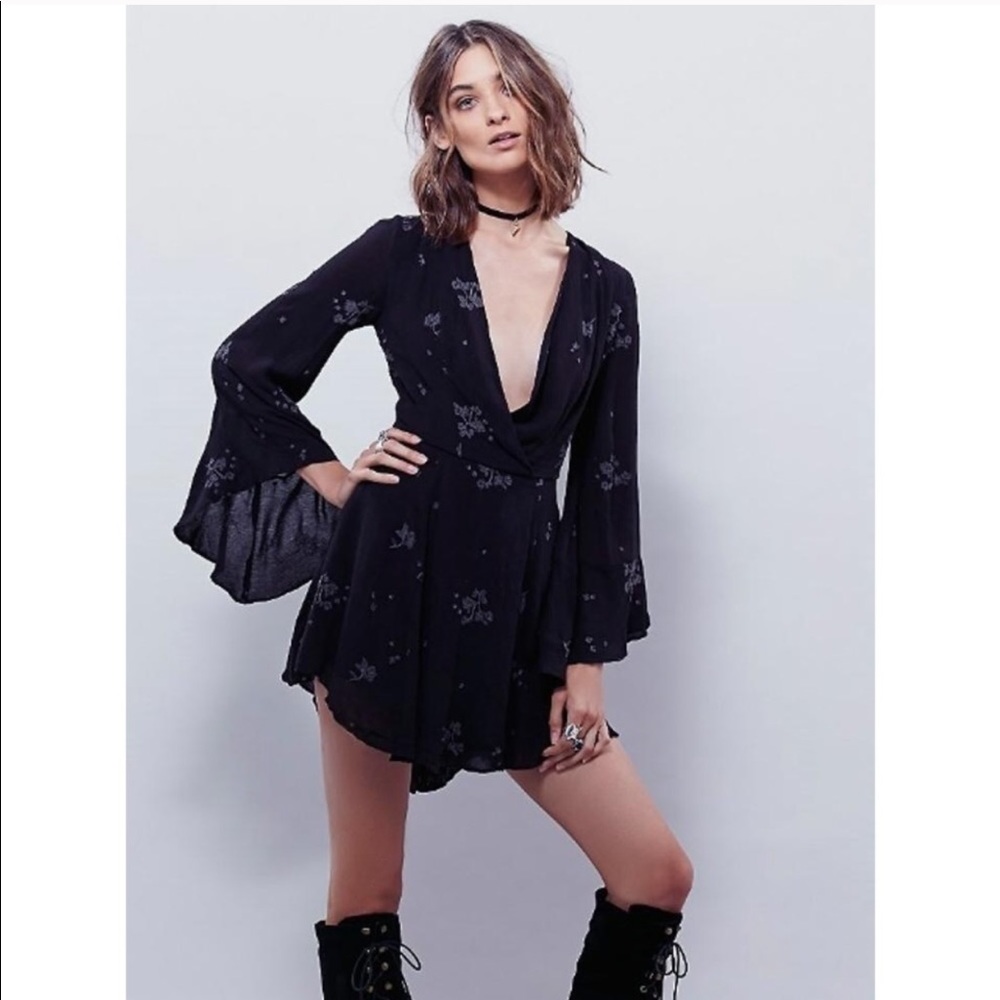 Free People Black Floral Dress XS - Picture 3 of 15